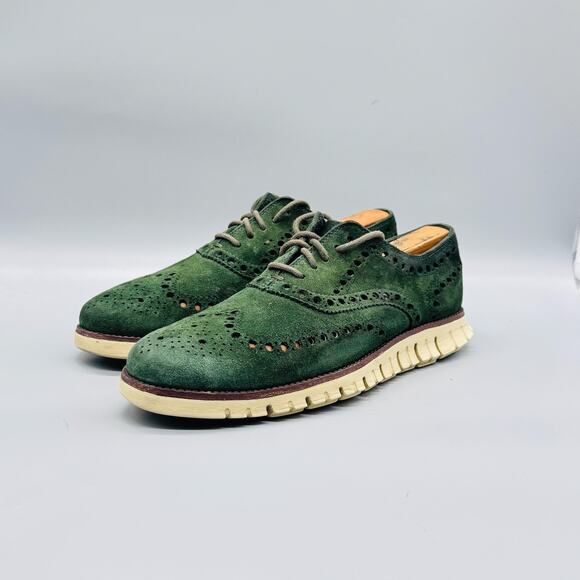 Cole Haan Shoes Mens 8.5 Green Suede Zerogrand Wingtip Oxford Dress Brogue main image 9